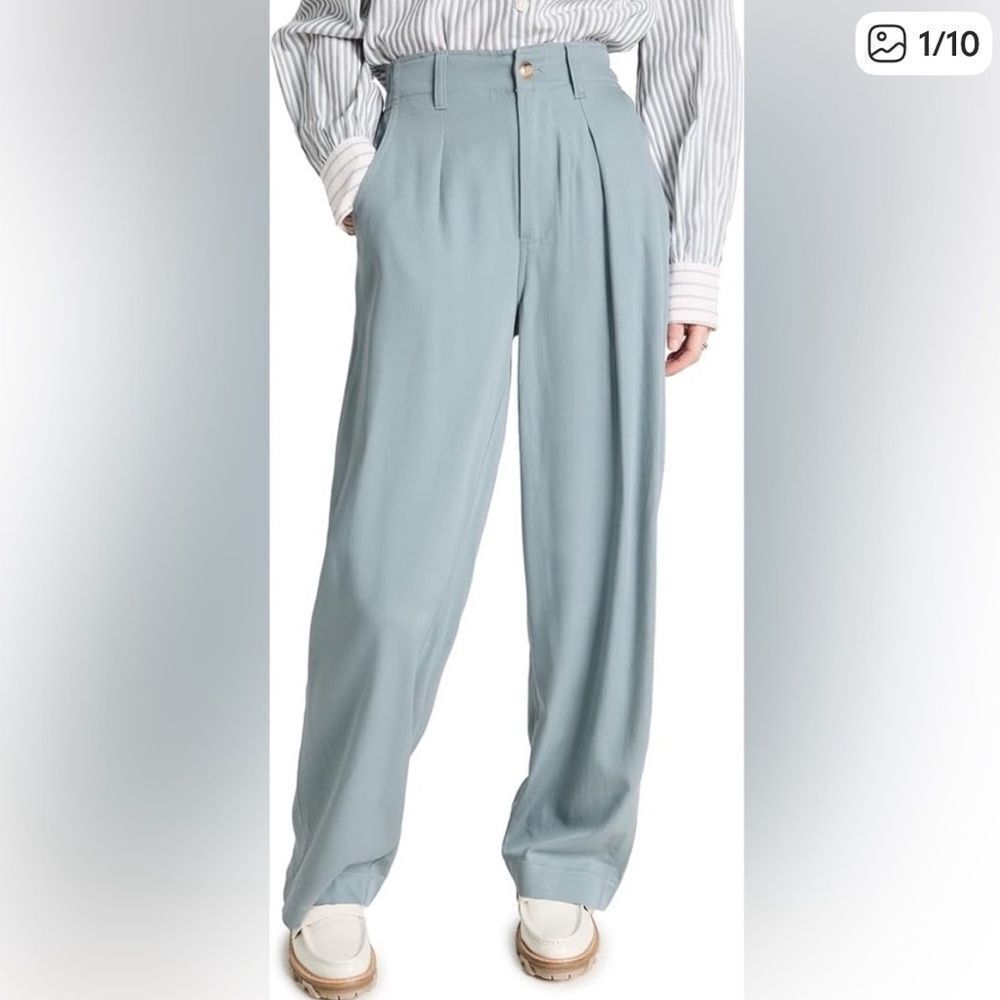 Madewell Neale Straight Leg Trouser Drapeweave High Rise Pant Overcast Blue